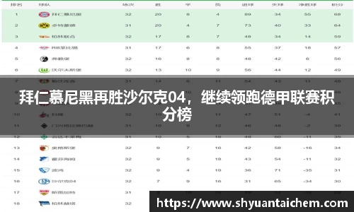 拜仁慕尼黑再胜沙尔克04，继续领跑德甲联赛积分榜