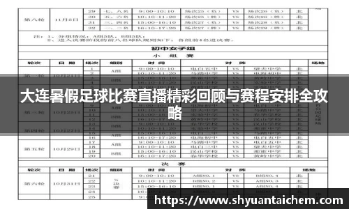 大连暑假足球比赛直播精彩回顾与赛程安排全攻略